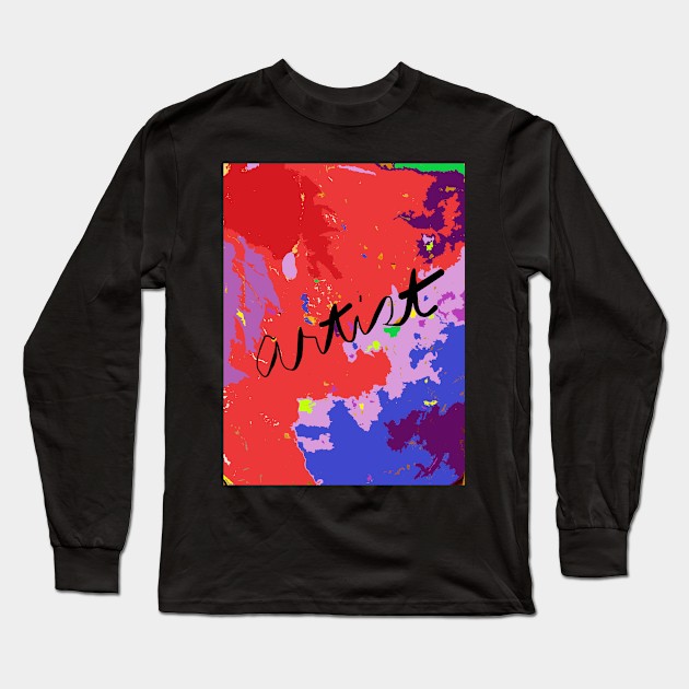 ARTIST: painted in reds, blues and purples Long Sleeve T-Shirt by djrunnels